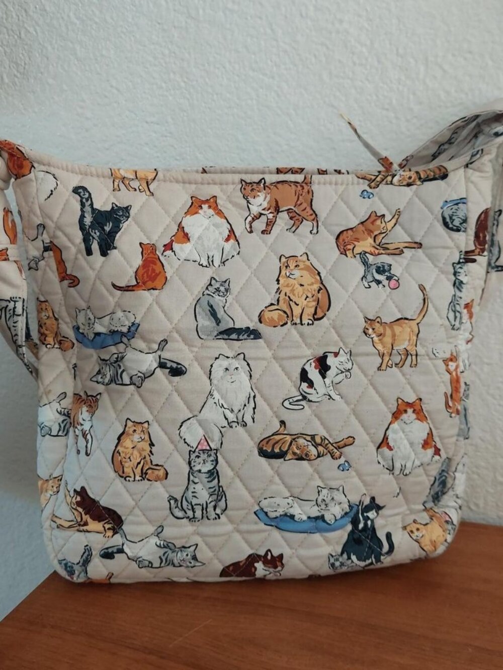 vera bradley a cats life Cat quilted shoulder bag with multiple cat purse satche